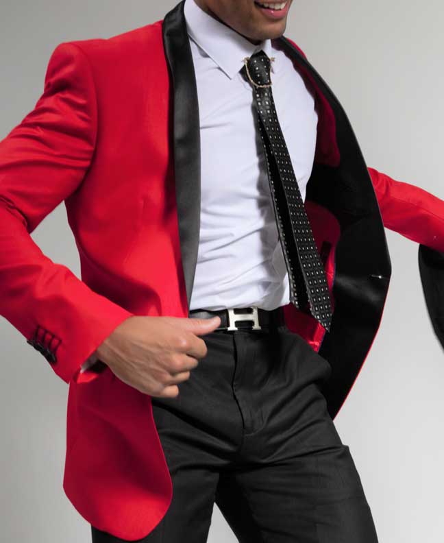 slim fit tuxedo pants