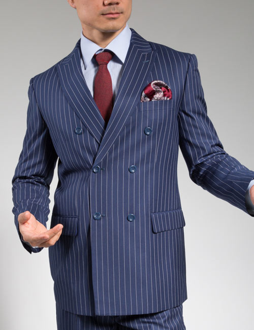 Executive Double Breasted Wool Feel Stripe, Regular Fit 2 Piece Suit ...